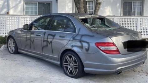 Cars spray painted with swastikas in Orange County